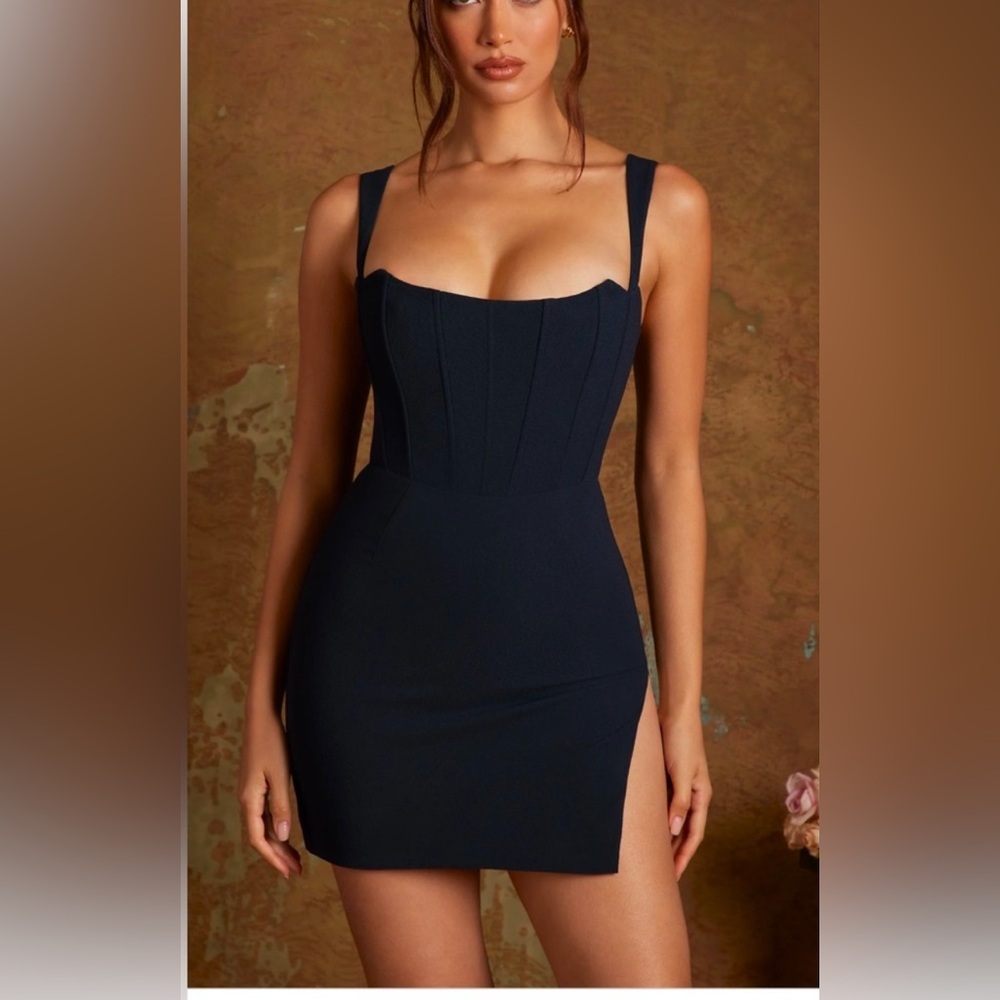 Oh Polly Side Slit Corset Mini Dress -NWT